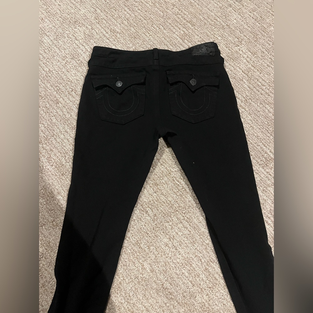 True Religion Women's Black Skinny Jeans Stretch with zipper ankle size 32 - Picture 4 of 4